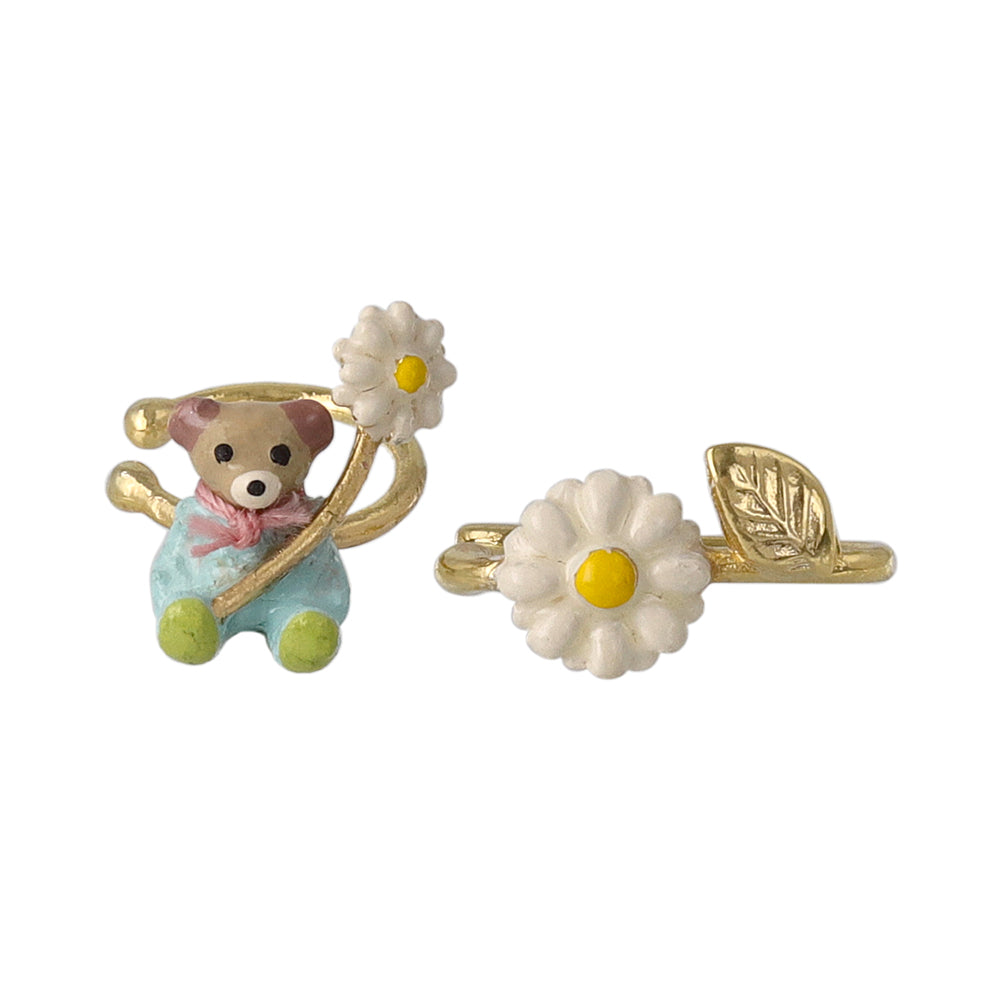 Little Bear and Flower Ear Cuff Set