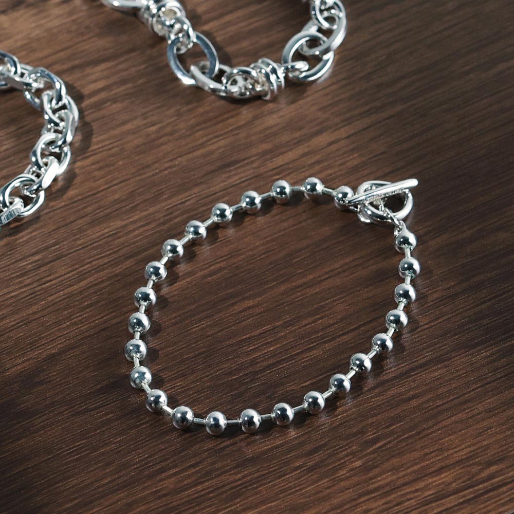 Silver Plated Ball Chain Toggle Bracelet