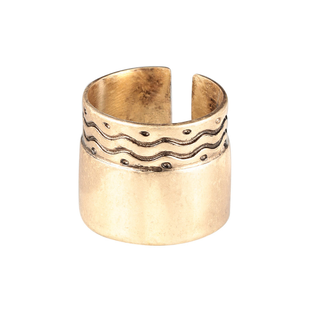 Wide Half Textured Open Pinky Ring