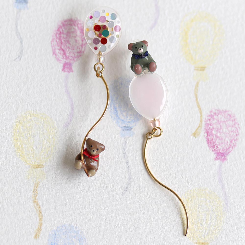 Little Bear and Balloon Earrings - osewaya