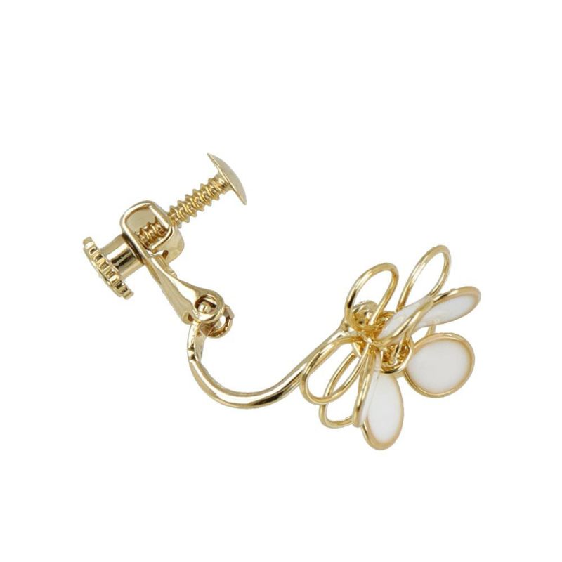 Wire Pastel Flower Clip On Earrings