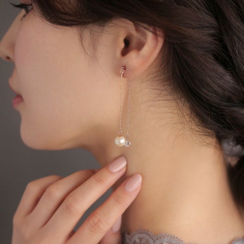 Loop Fit Threader Pearl Clip On Earrings