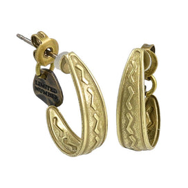 Wave Engraved Medium Hoop Earrings - Osewaya