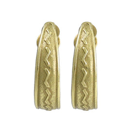 Wave Engraved Medium Hoop Earrings - Osewaya