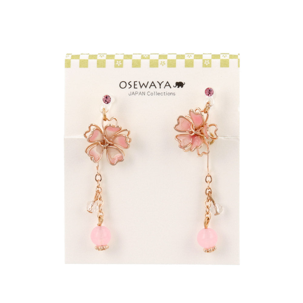 Sakura Dangling Invisible Clip On Earrings - Osewaya