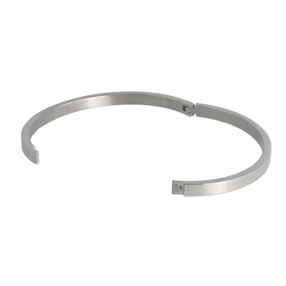 Stainless Steel Bangle Plane Silver Tone