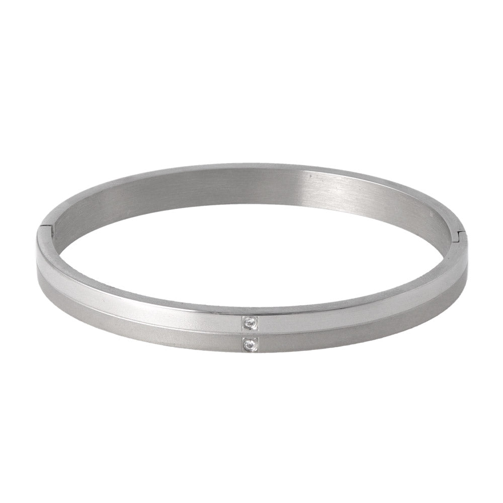 Small Stone Stainless Bangle