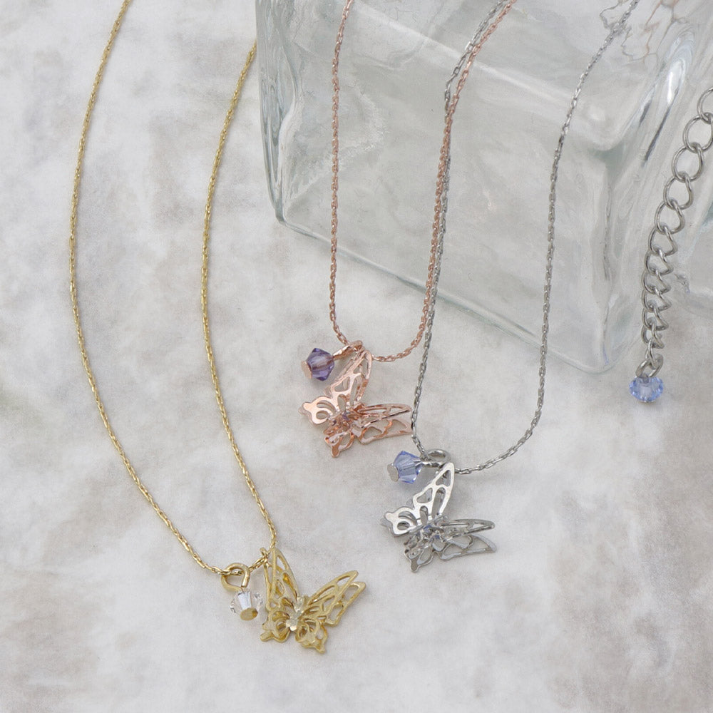 Butterfly and Stone Necklace - osewaya