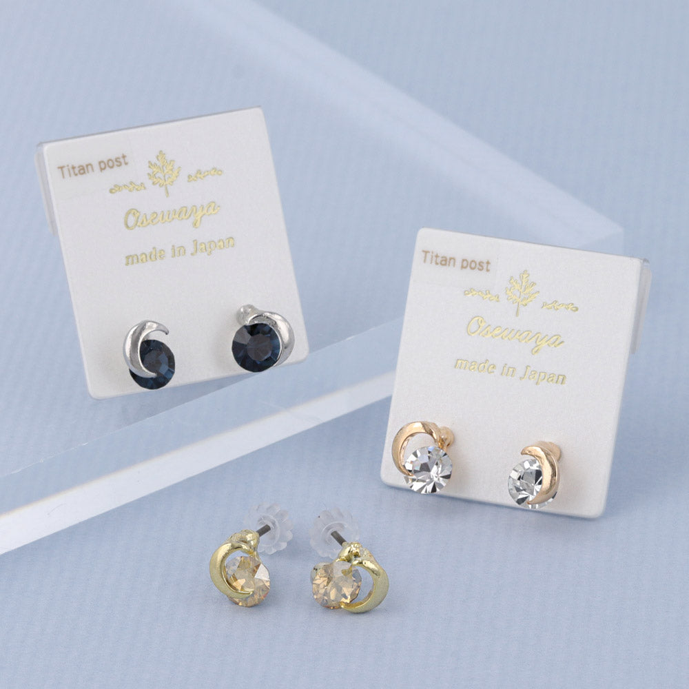 Crescent Moon Stone Earrings - osewaya