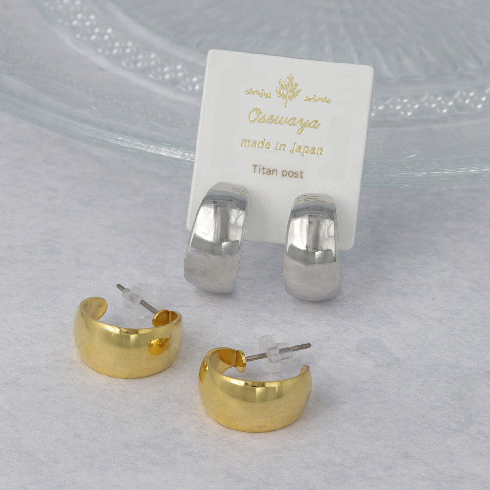 Plain Wide Huggie Hoop Earrings