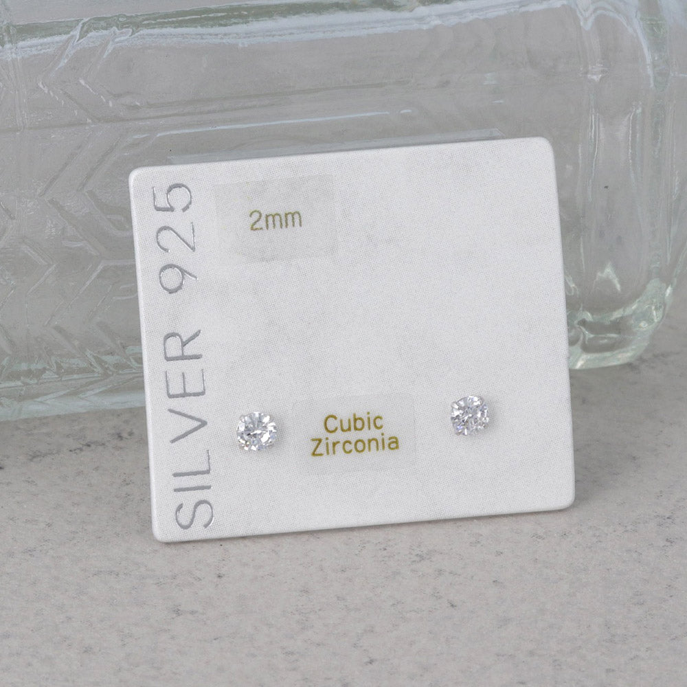 2mm Stone 925 Silver Studs