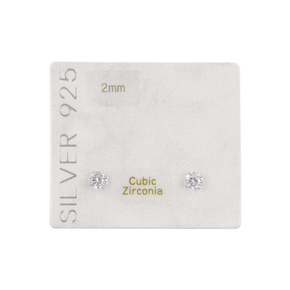 2mm Stone 925 Silver Studs