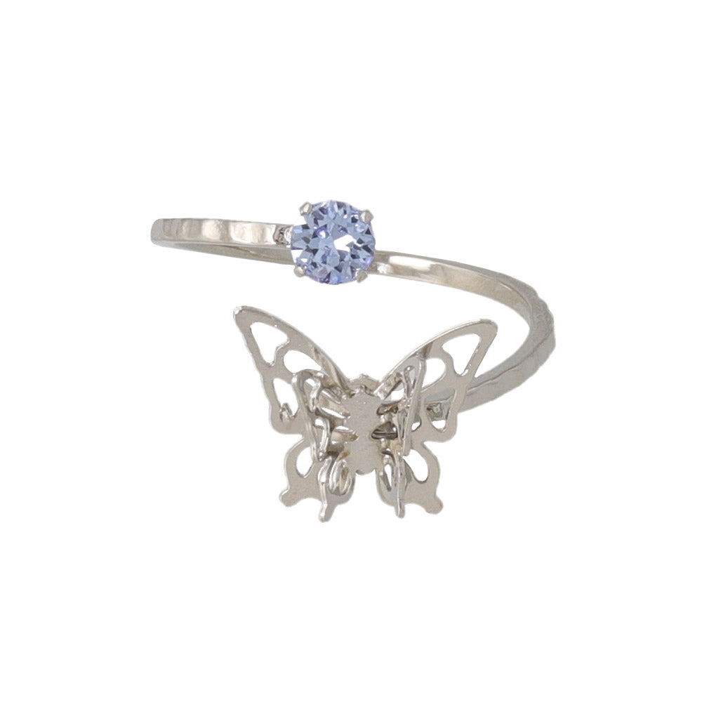 Butterfly Spiral Ring with Single stone