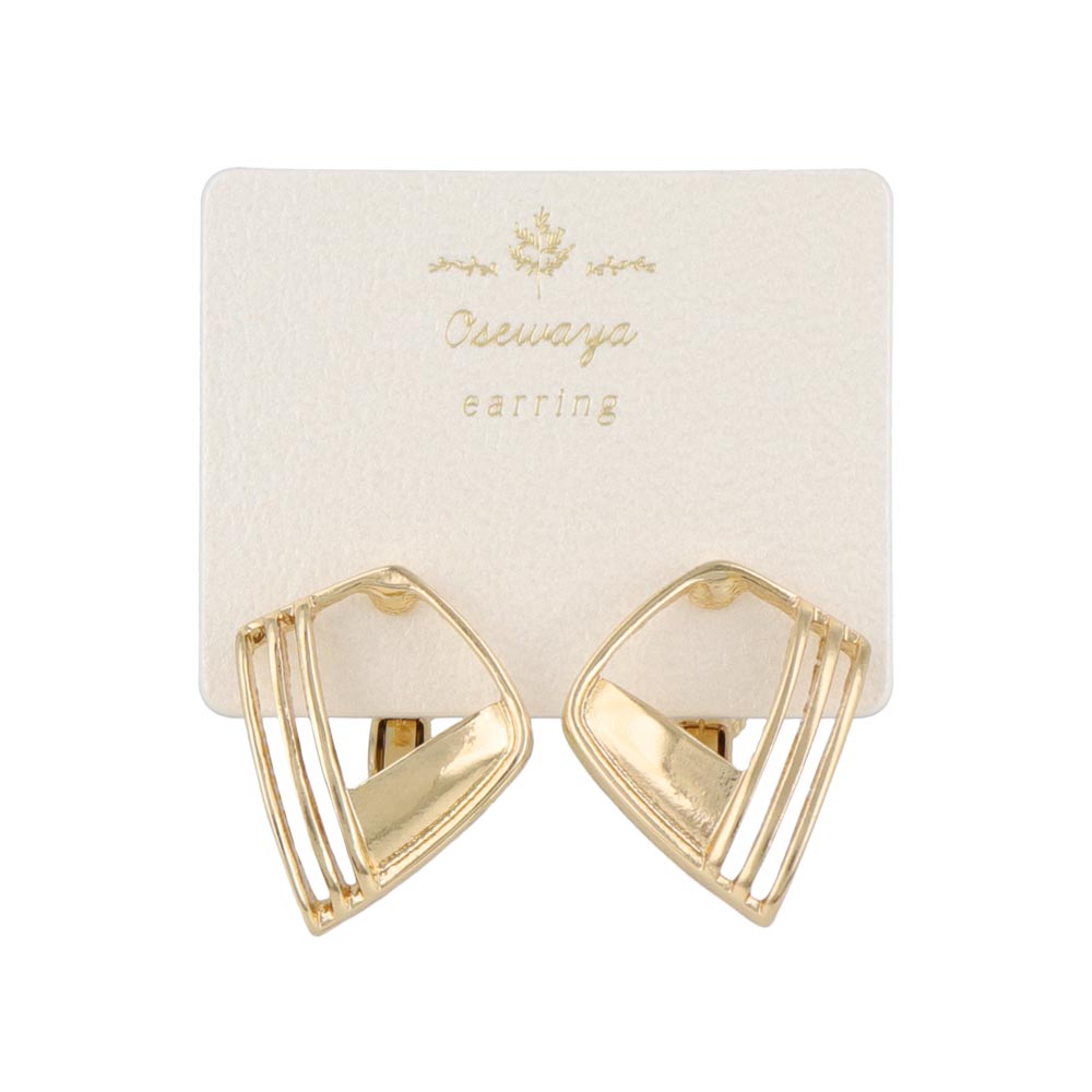 Lined Hollow Square Clip On Earrings