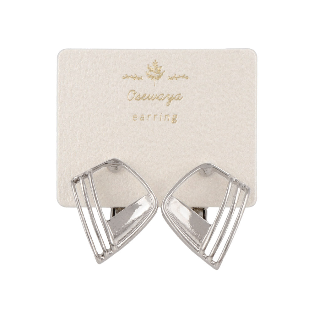 Lined Hollow Square Clip On Earrings