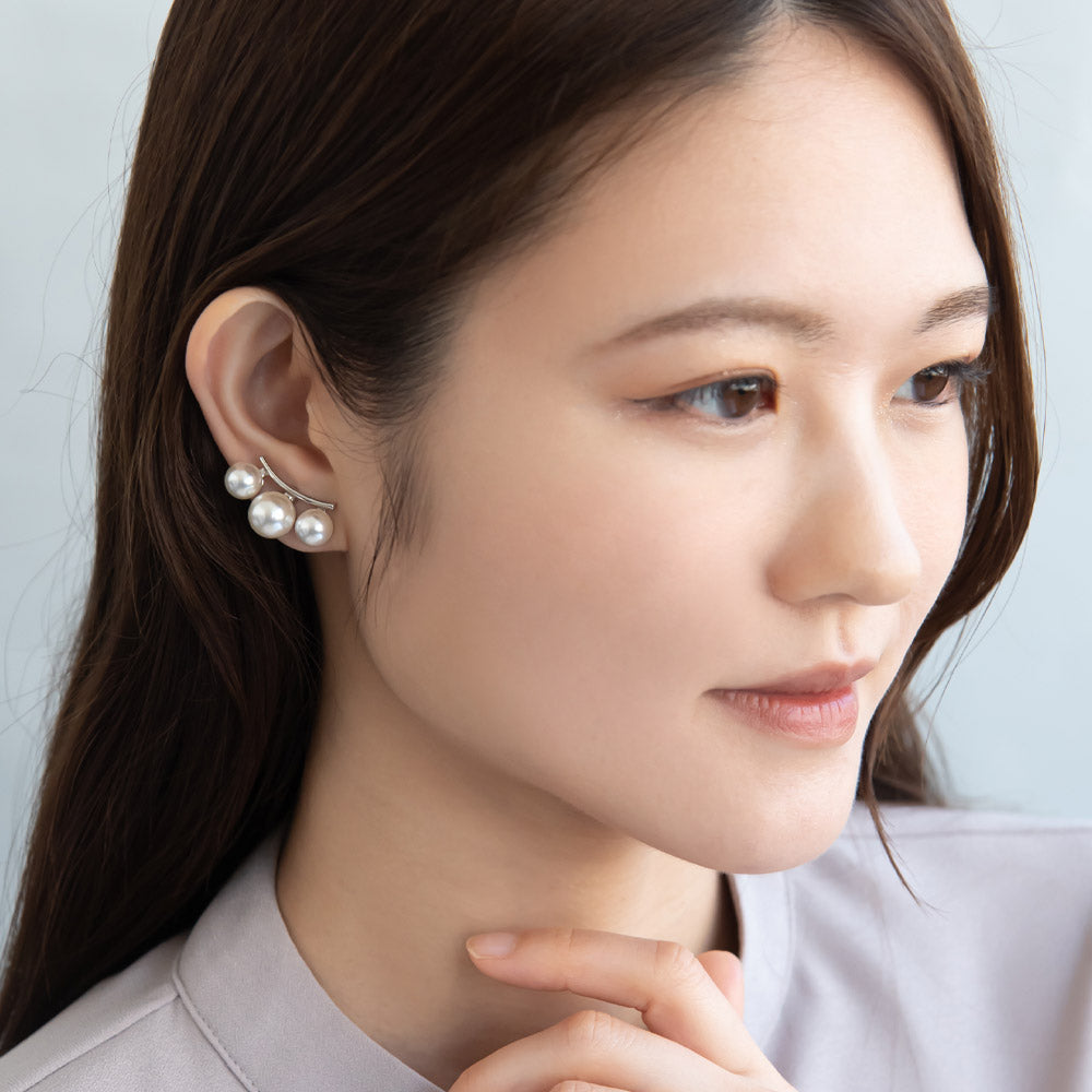 Triple Pearl Clip On Earrings