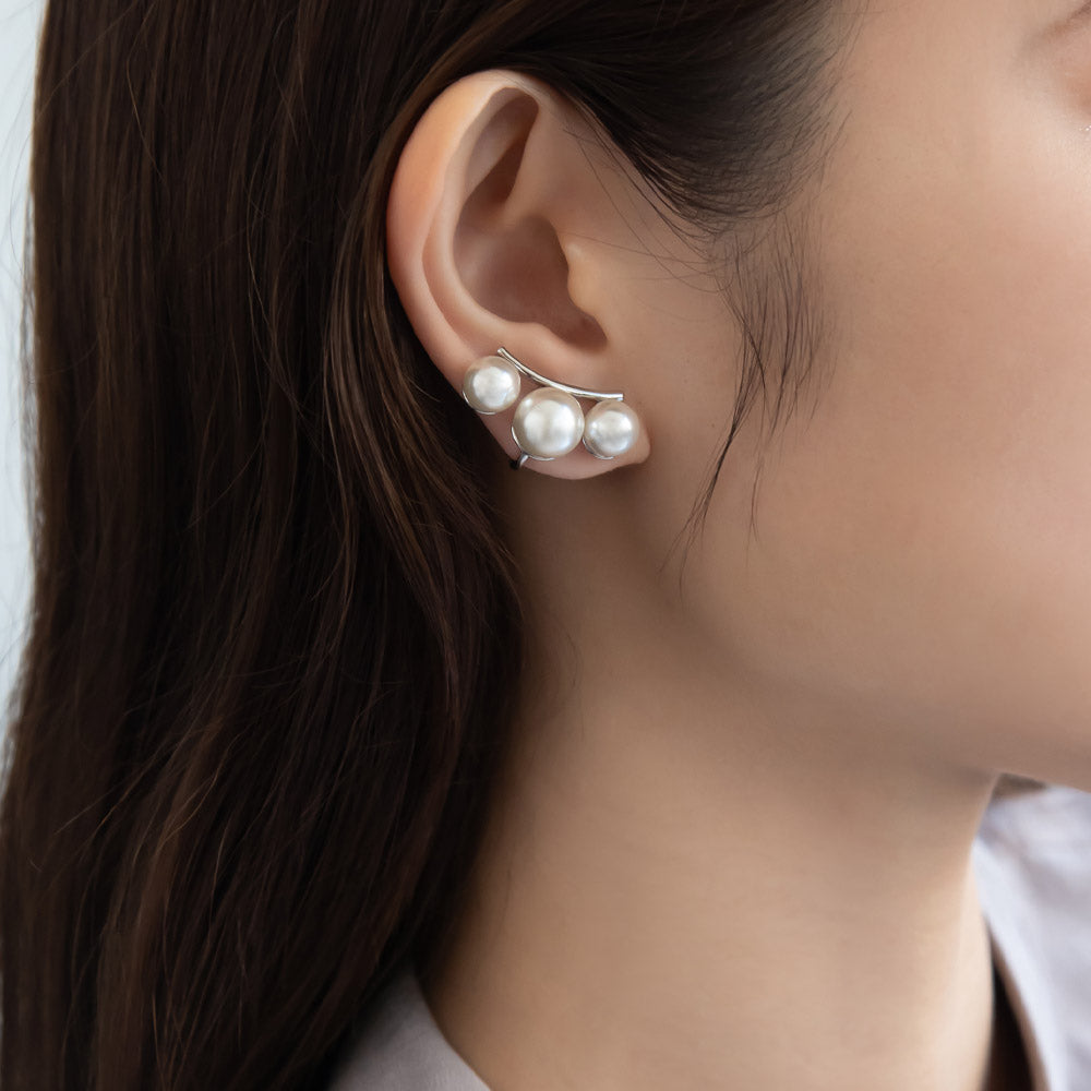 Triple Pearl Clip On Earrings