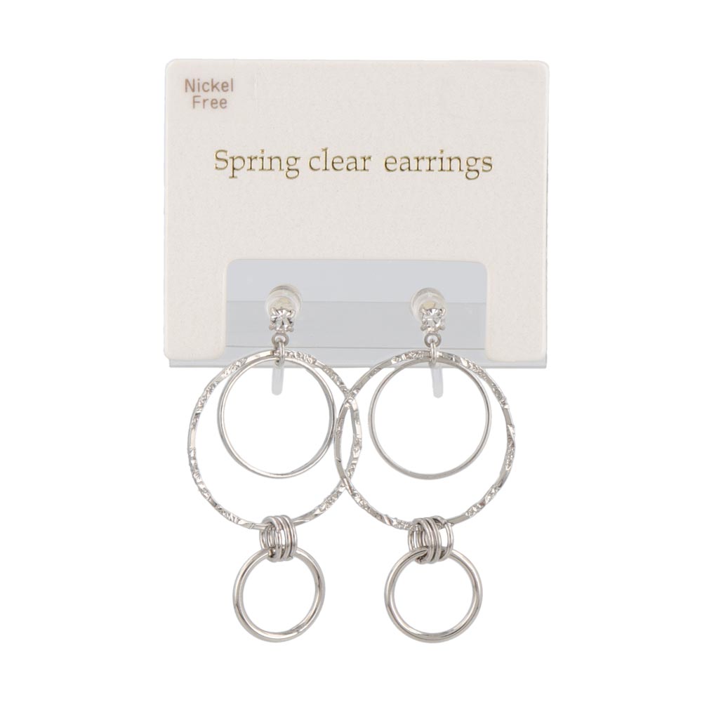Multi Hoop Spring Clear Clip On Earrings