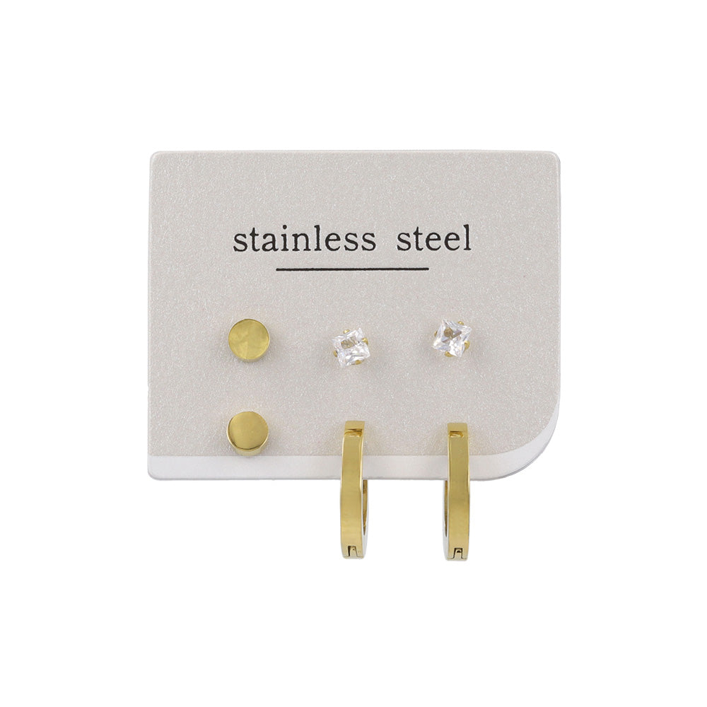 Hoop and Stud Stainless Steel Earring Pack