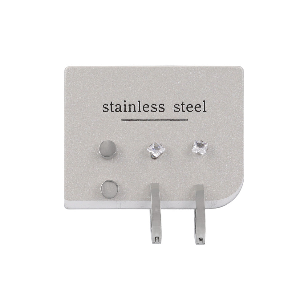 Hoop and Stud Stainless Steel Earring Pack