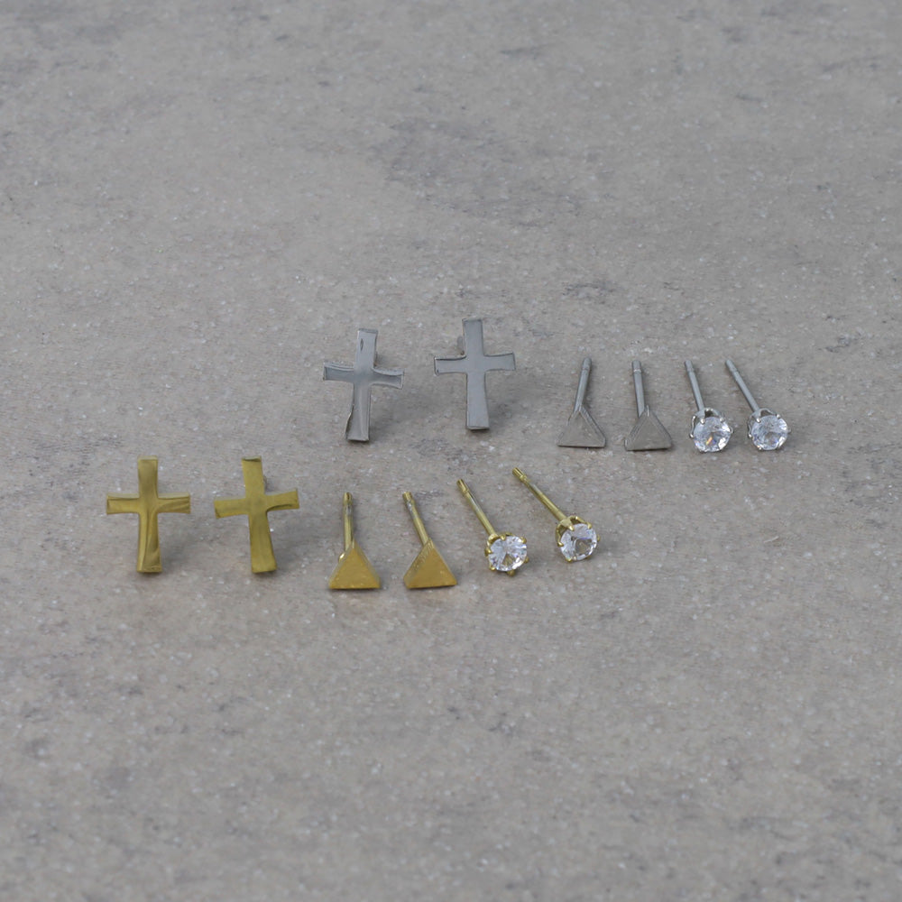Cross Stainless Steel Stud Earring Pack