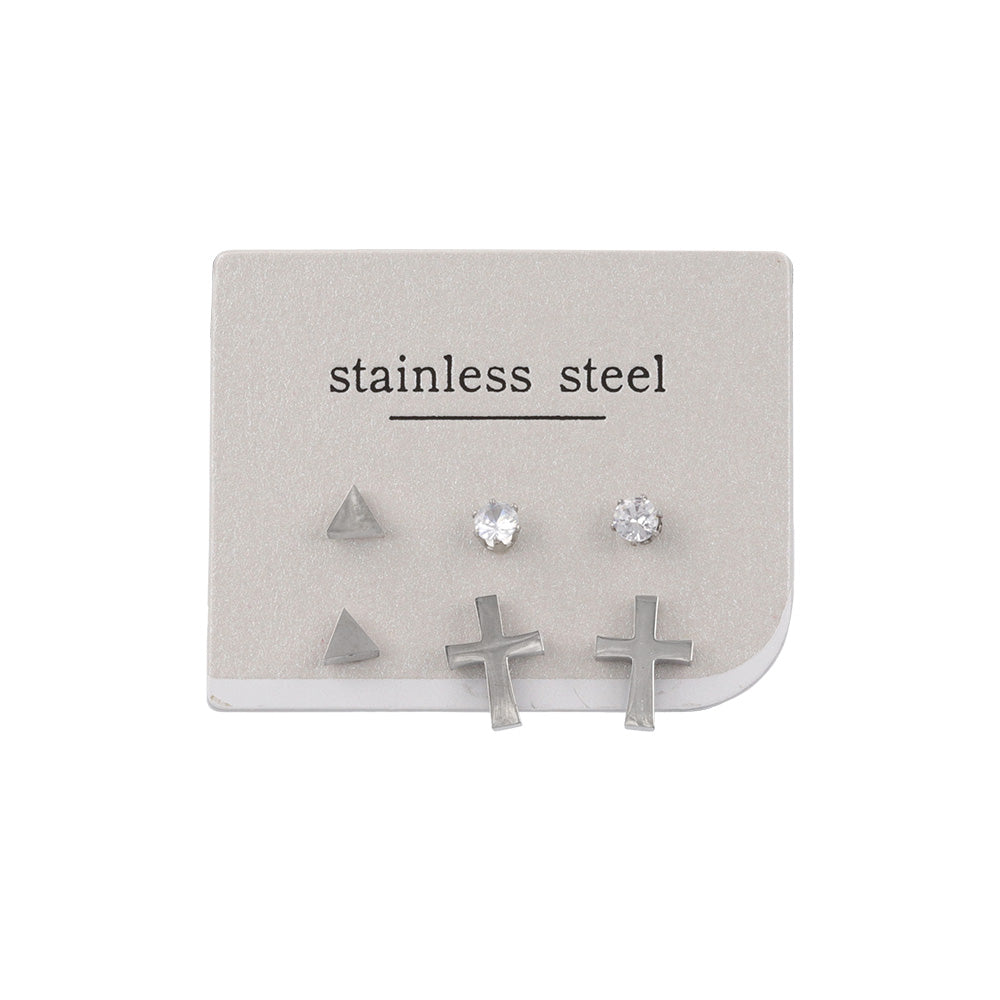 Cross Stainless Steel Stud Earring Pack