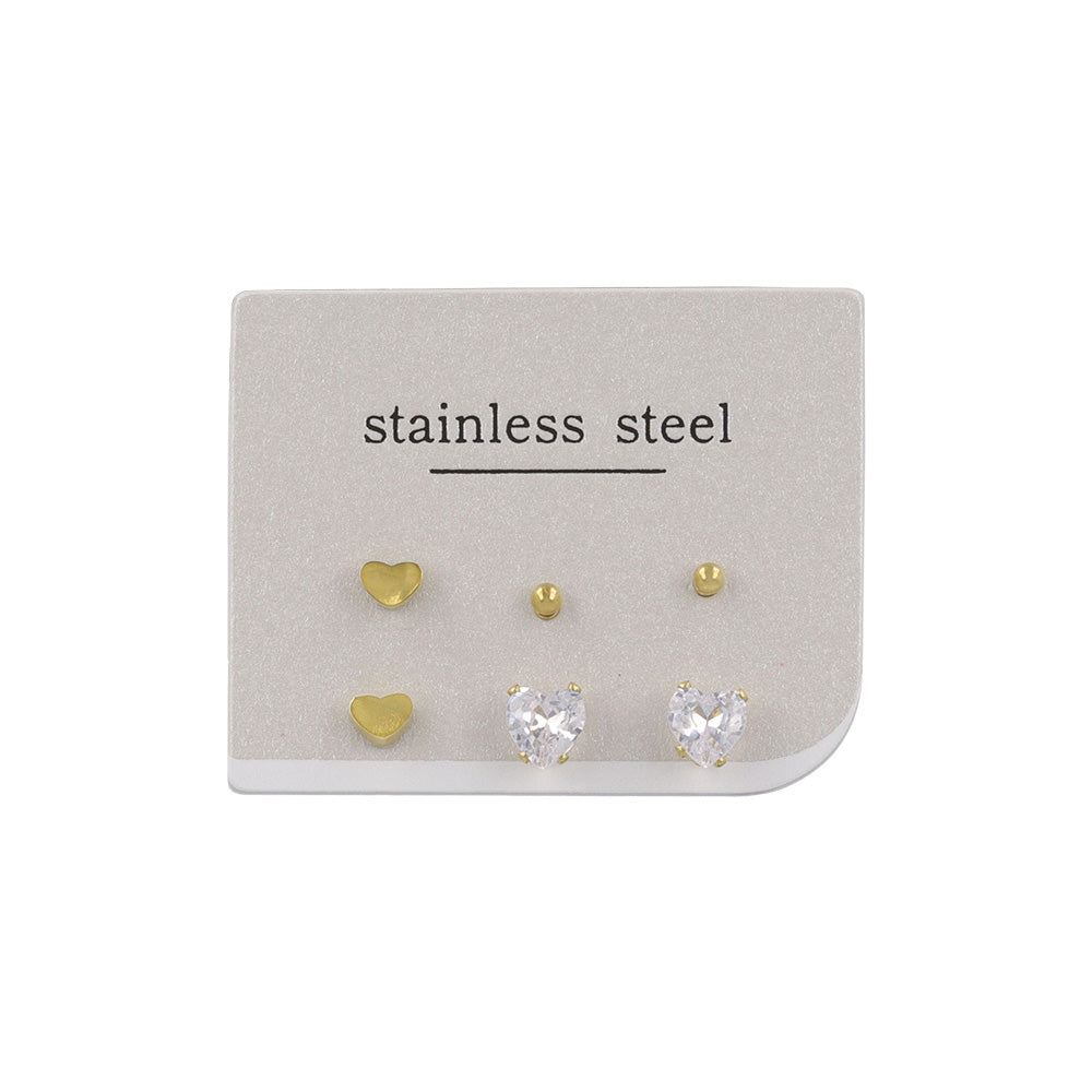 Heart Stainless Steel Earring Set