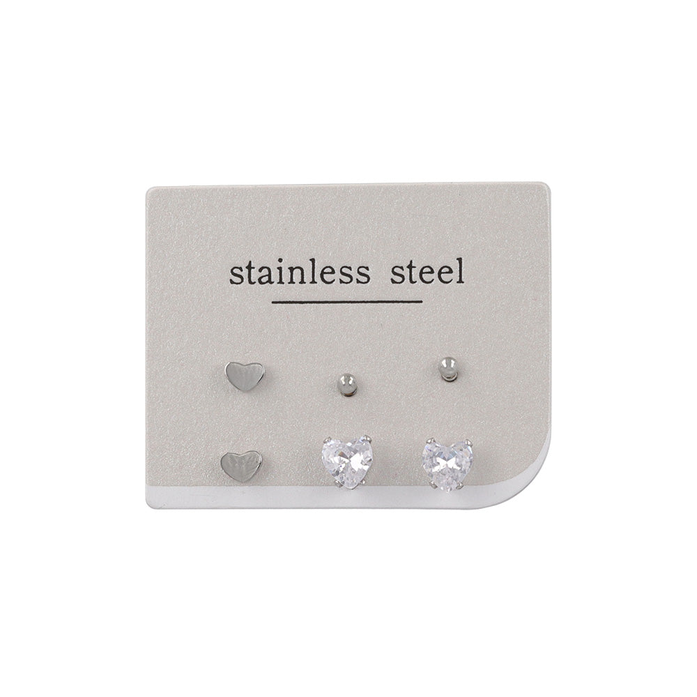 Heart Stainless Steel Earring Set