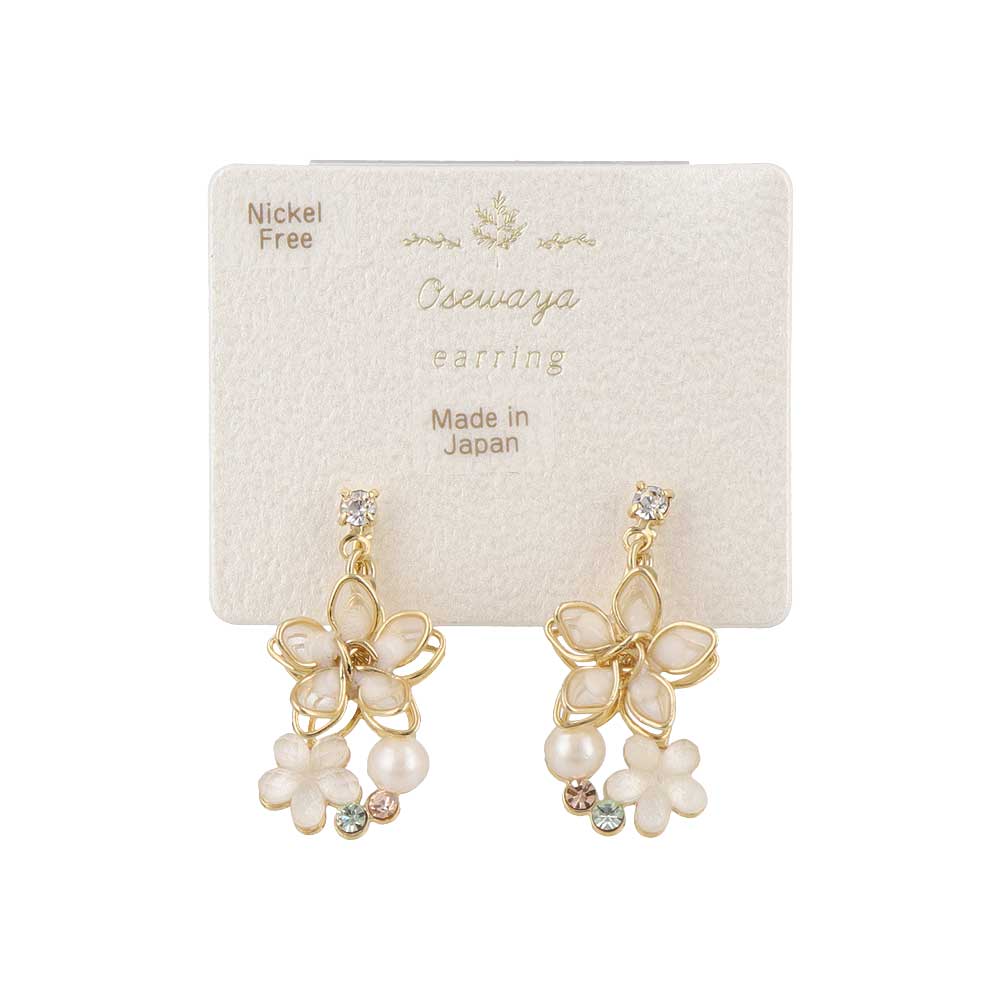 Flower and Pearl Clip On Earrings