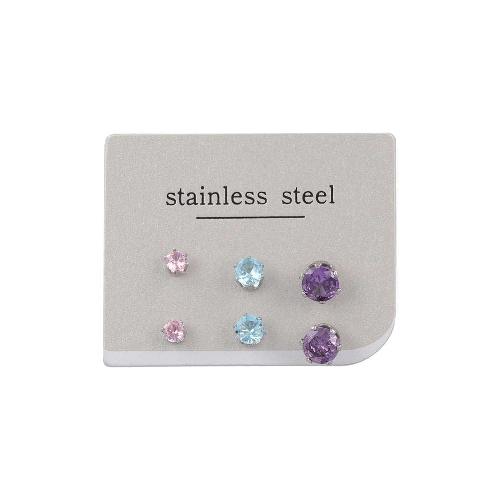 Cubic Zirconia Stainless Steel Stud Set