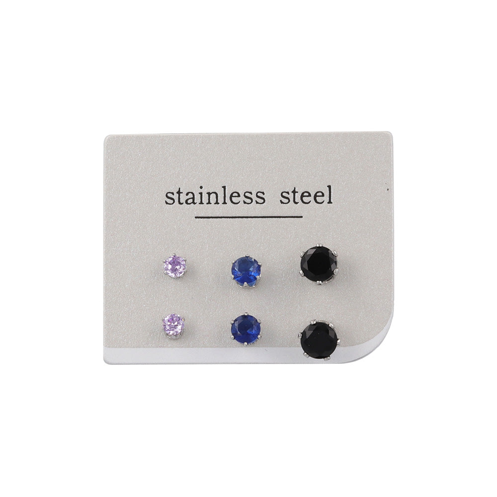 Cubic Zirconia Stainless Steel Stud Set