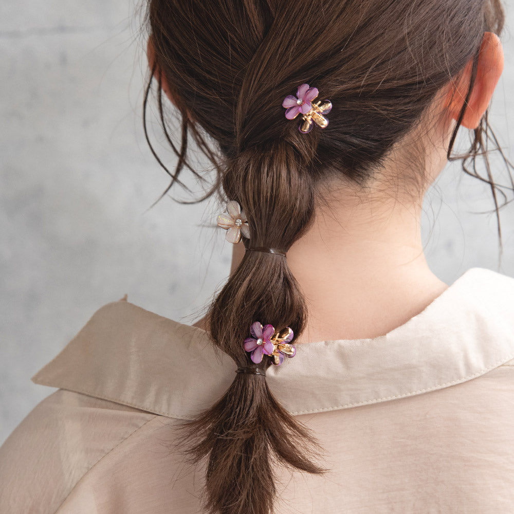 Faceted Flower Mini Hair Clip Pack