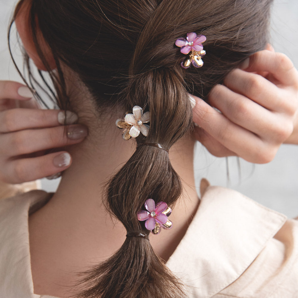 Faceted Flower Mini Hair Clip Pack