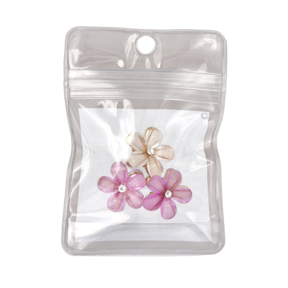 Faceted Flower Mini Hair Clip Pack