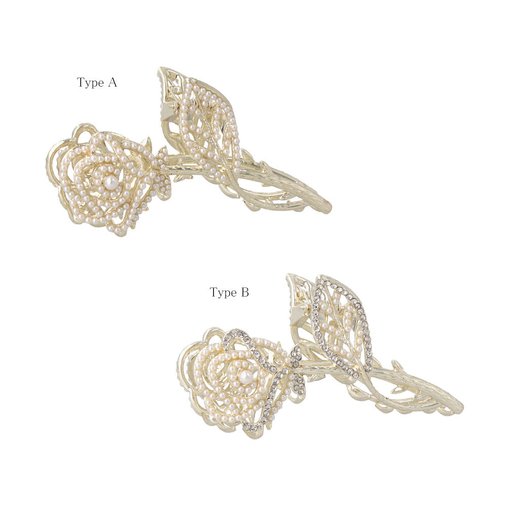 Pearly Rose Hair Claw Clip