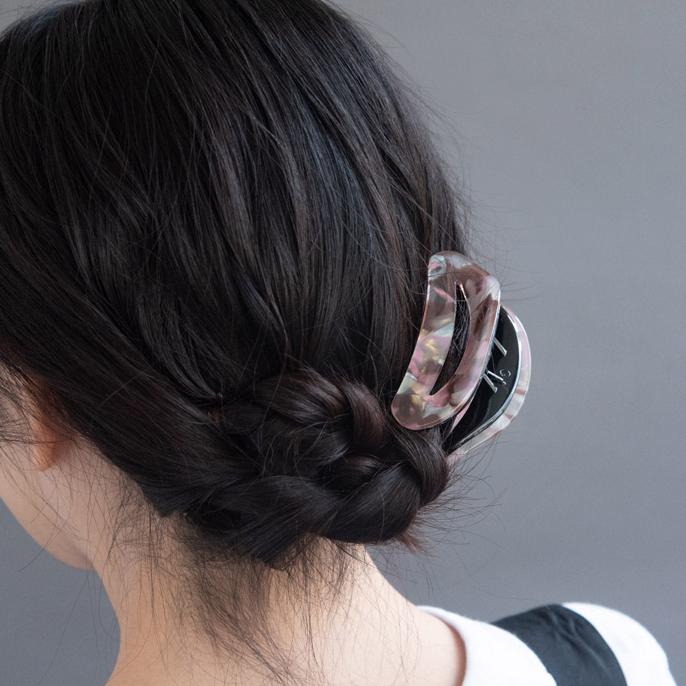 D Shaped Marble Hair Claw Clip