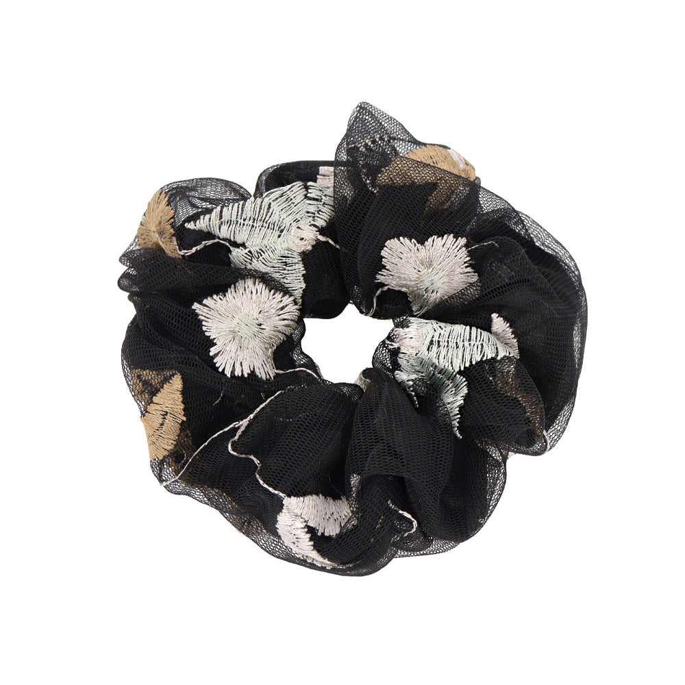 Flower Embroidered Scrunchie