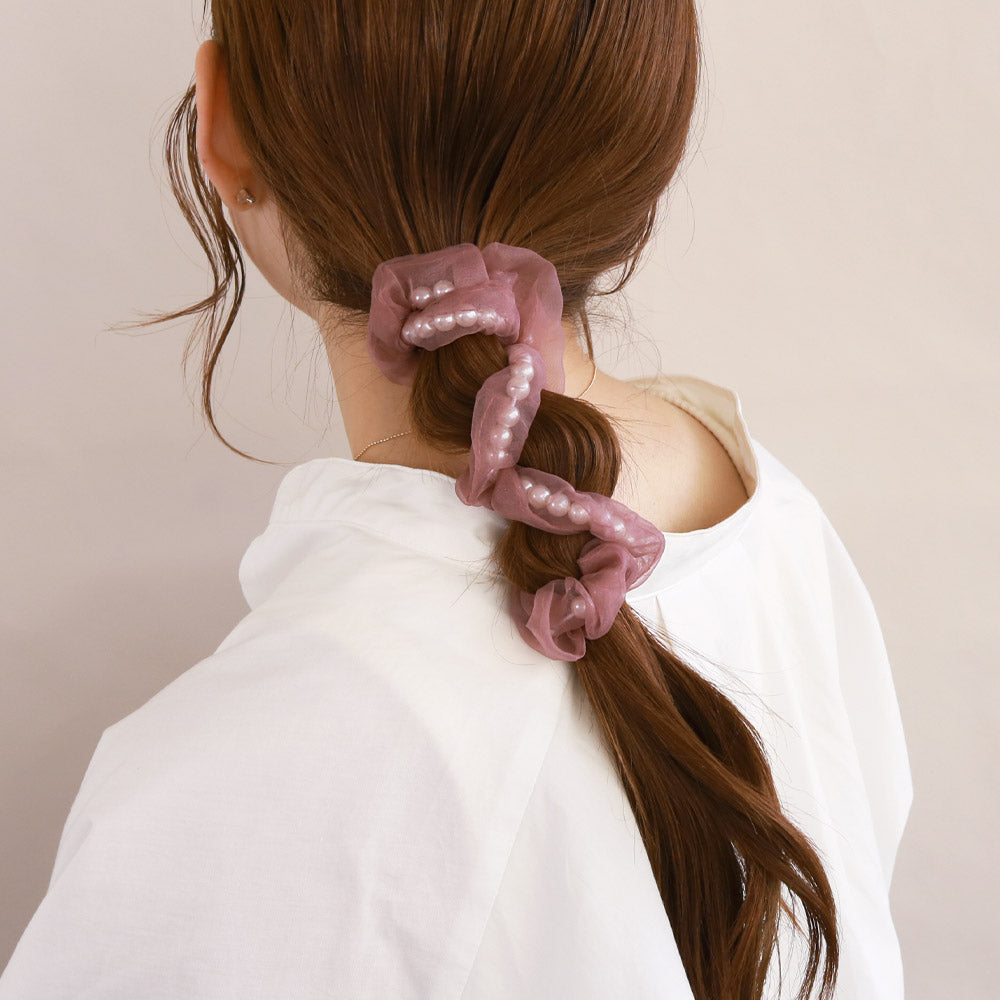 Pearly Sheer Long Scrunchie