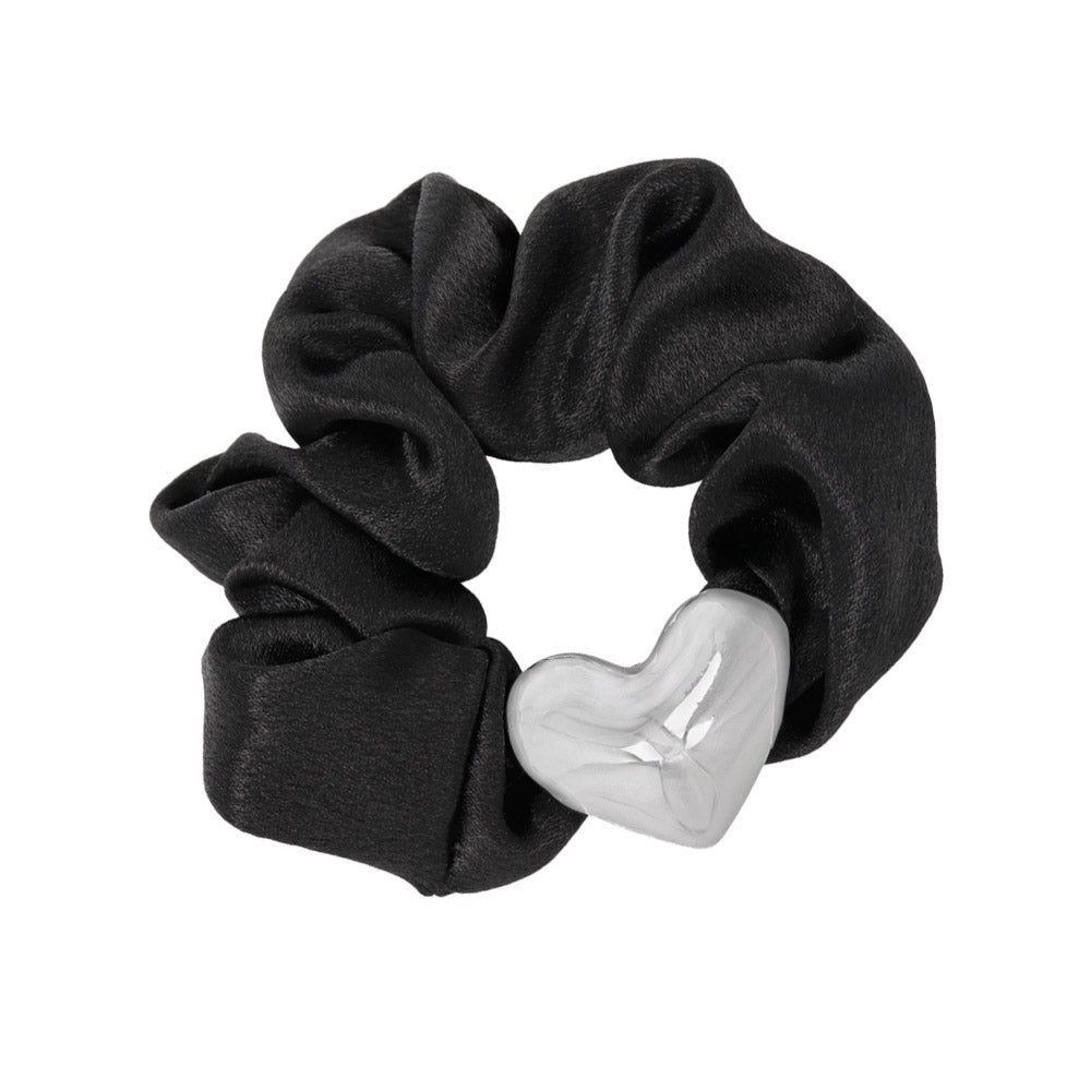 Heart Charm Shimmering Scrunchie