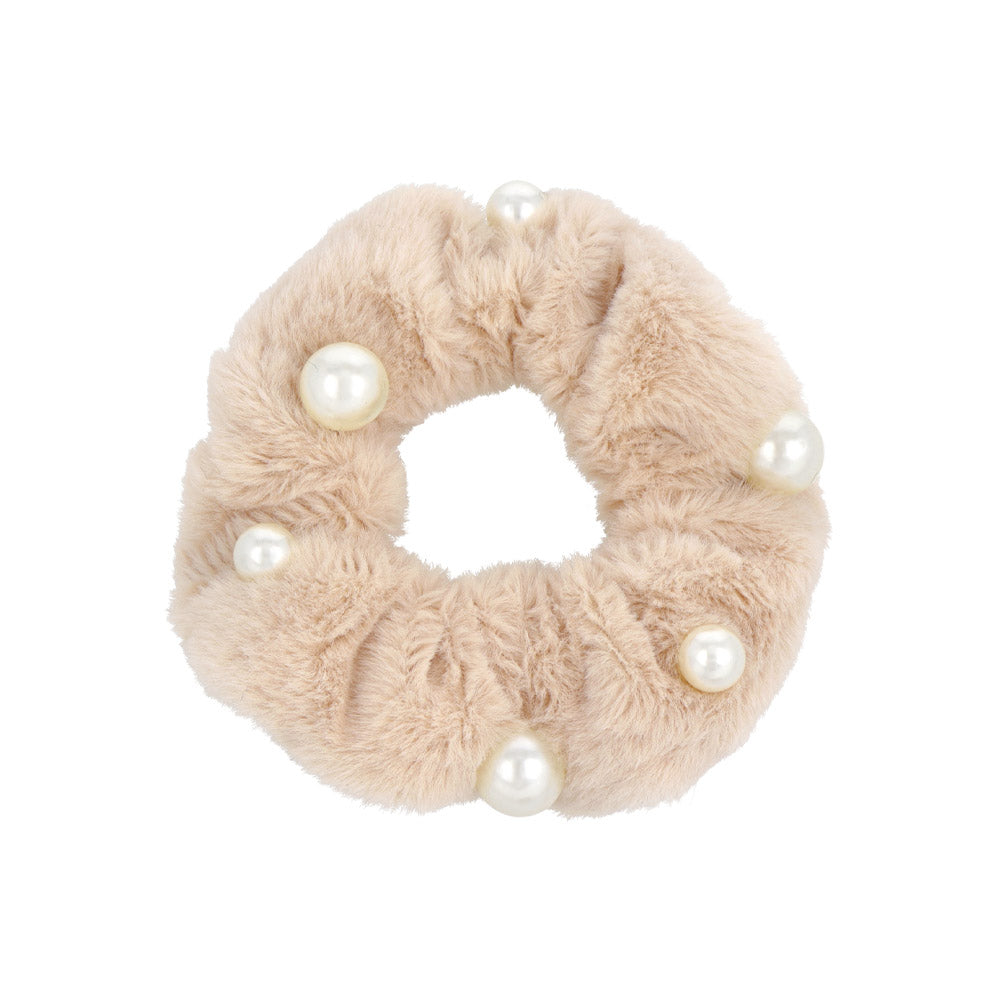 Fluffy Pearl Hair Scrunchie