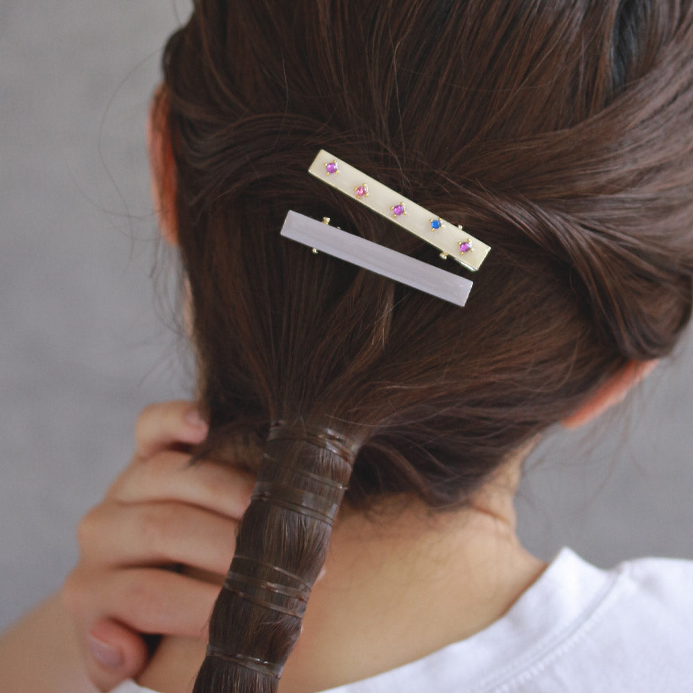 Jeweled Rectangle Hair Clip Set