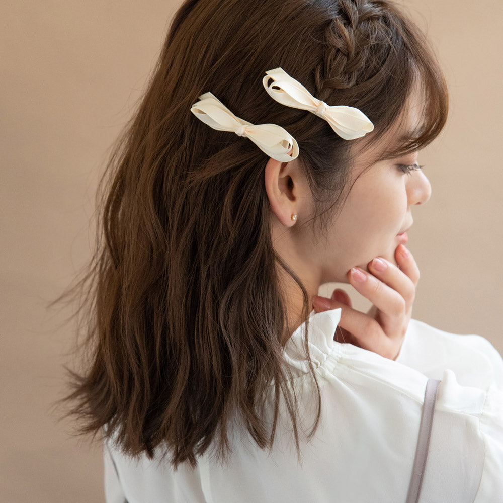 Round Bow Hair Clip Set