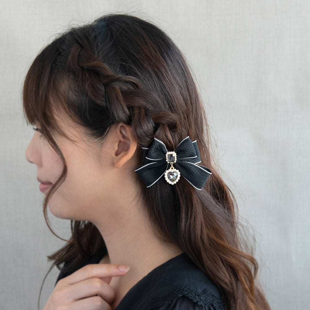 Black Ribbon Hair Clip