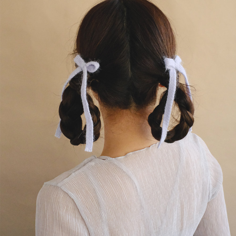Knitted Long Tail Bow hair Clip Set