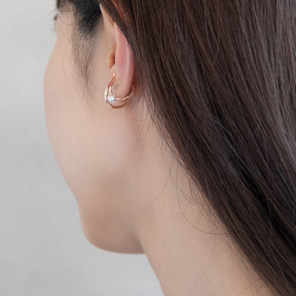 Rose Silver Pearl Curve Ear Cuff
