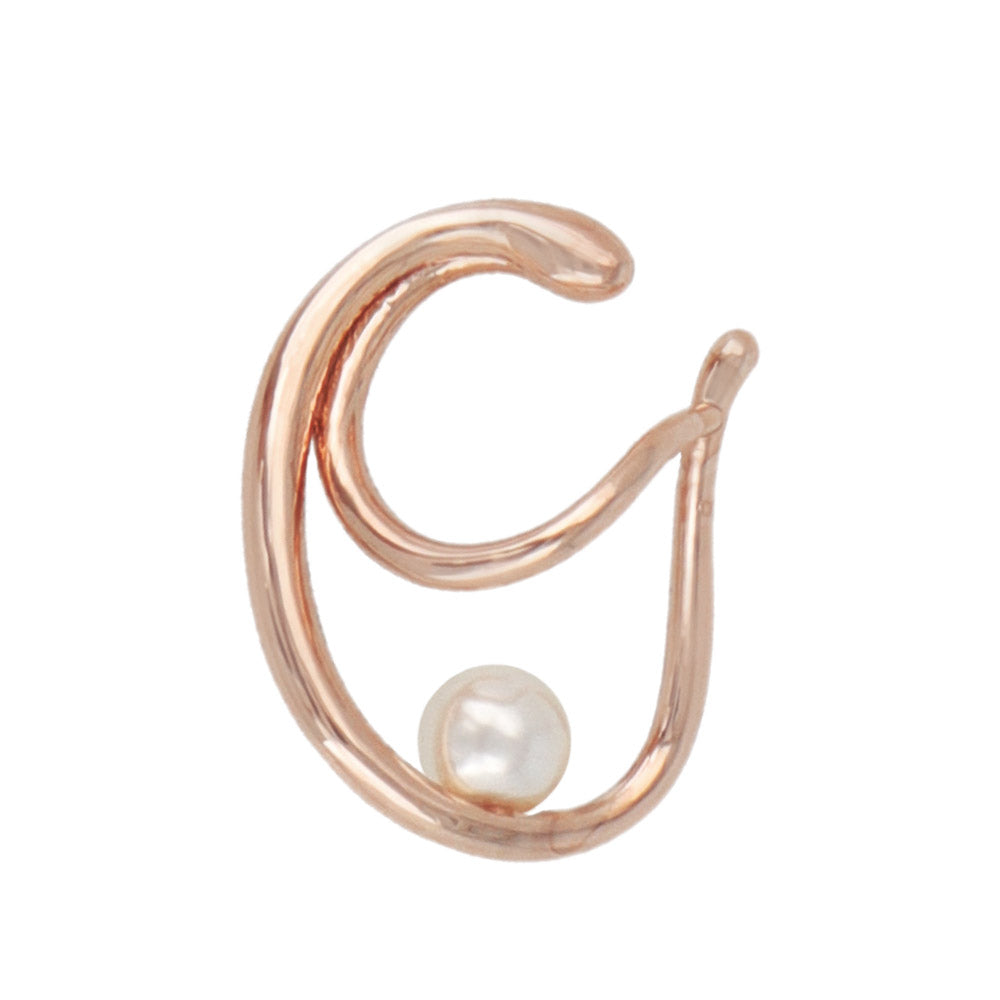 Rose Silver Pearl Curve Ear Cuff