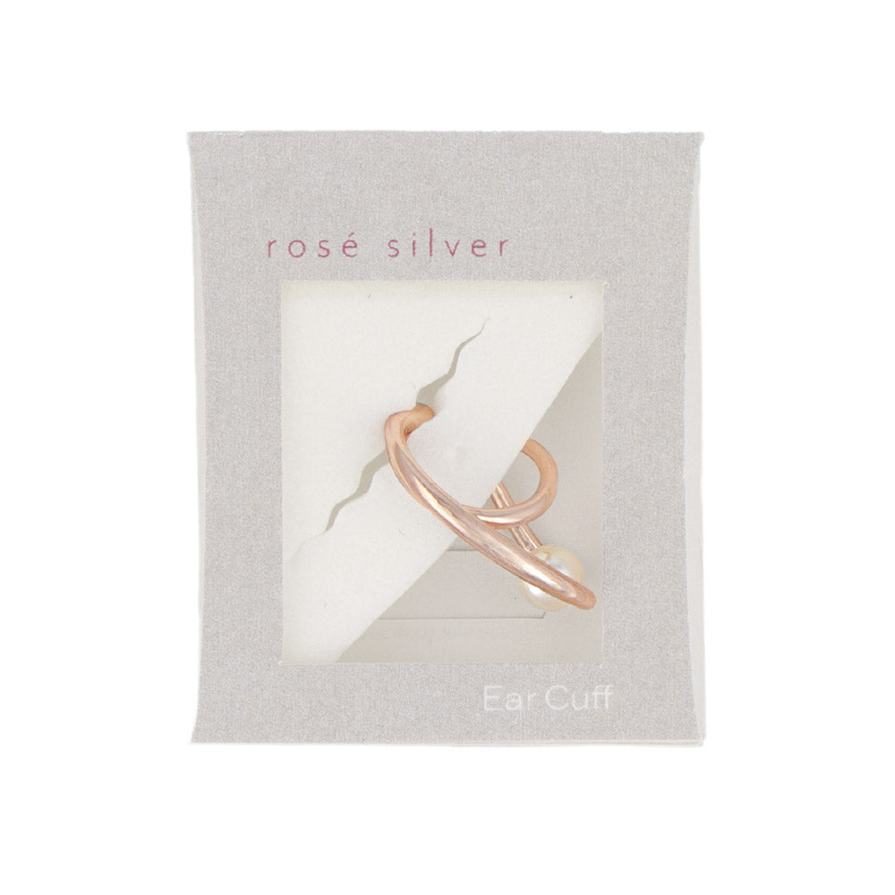 Rose Silver Pearl Curve Ear Cuff