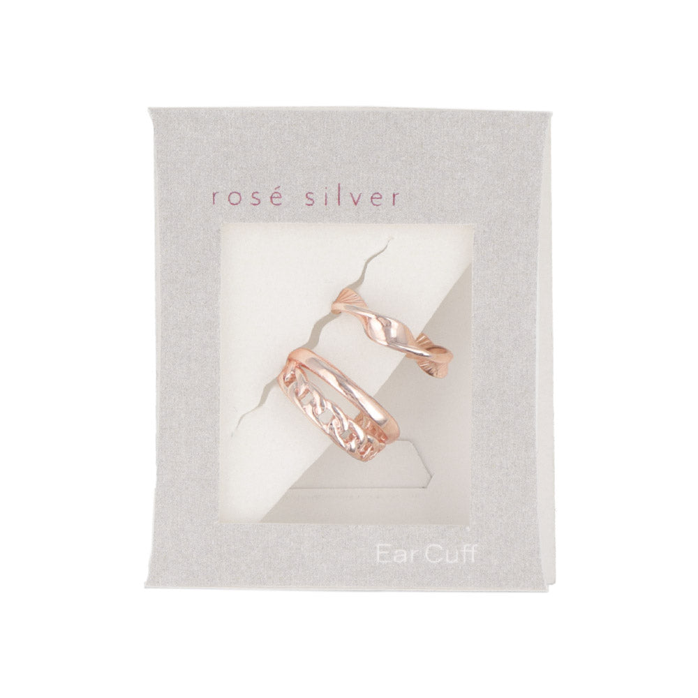Rose Silver Ear Cuff Set