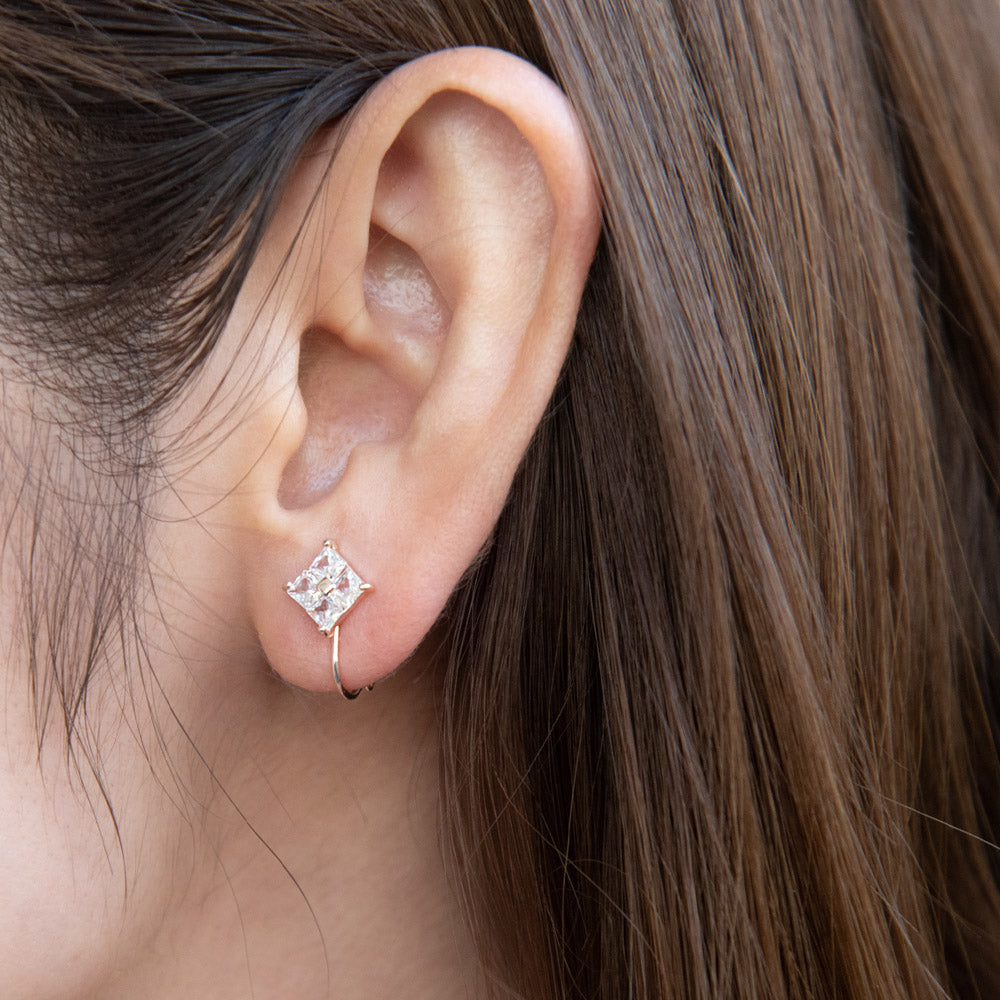 Rhombus Stone Clip On Earrings