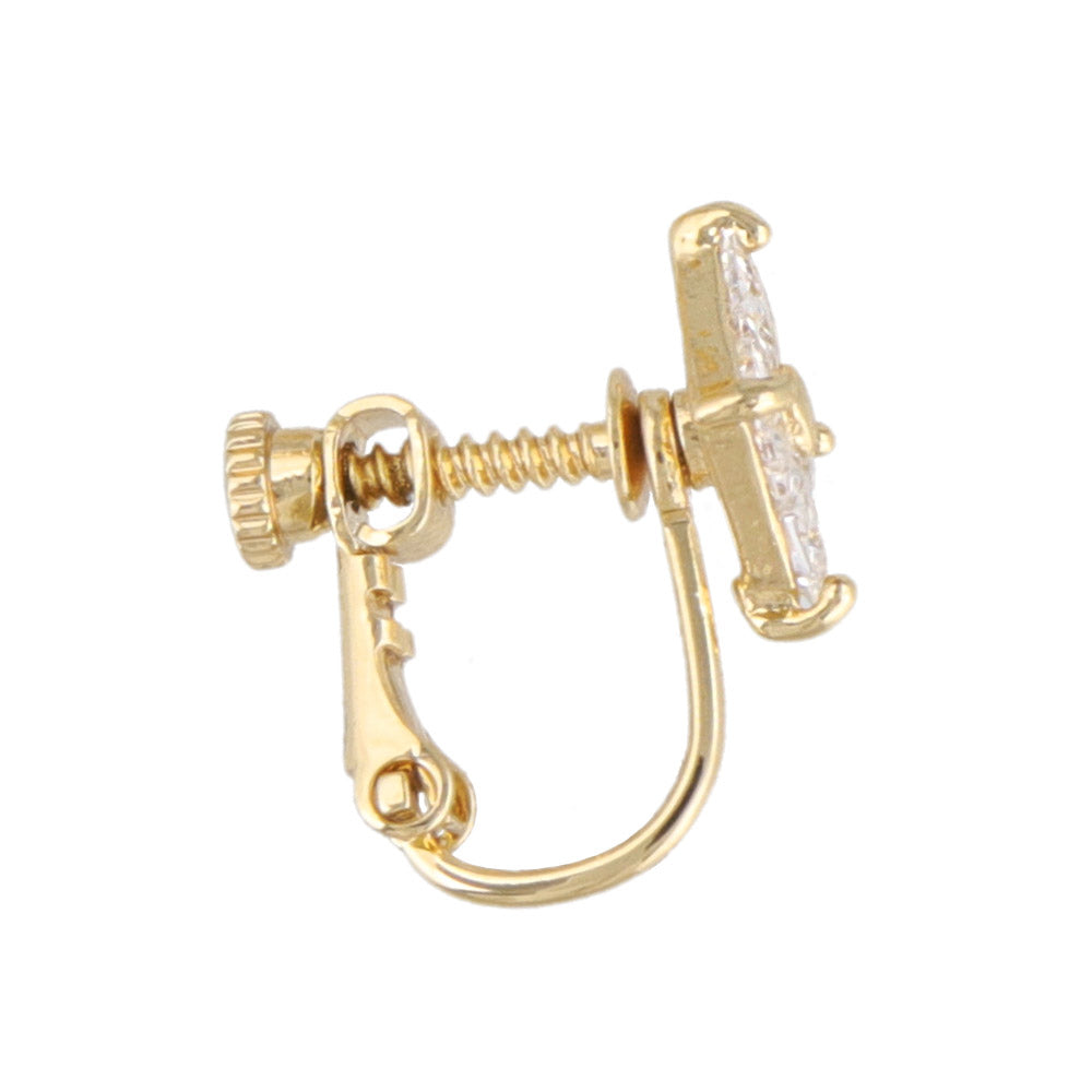 Rhombus Stone Clip On Earrings